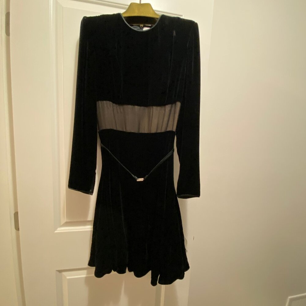 😍 VINTAGE DESIGNER DONALD DEAL DESIGNER DRESS BLACK VELVET & SILK 8 😍